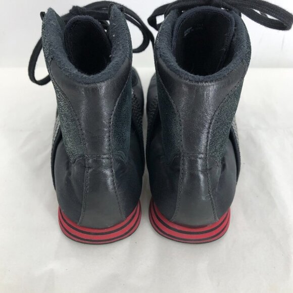 Y-3 Adidas Yohji Yamamoto black & red women hi top sneakers suede trim size 7 - Picture 7 of 12